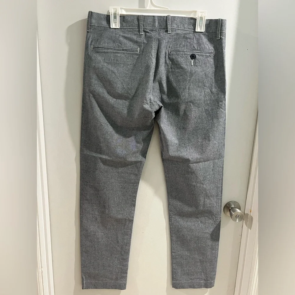 J.CREW Stretch Chambray Button Front Pants, Blue, Size 32 x 32, new!